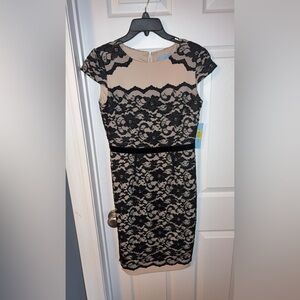 Antonio Melani Black & Champagne Lace Dress